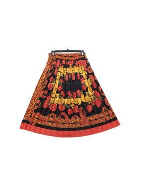 VTG Philippe Marques Pleated Skirt Womens 6 Vibrant baroque pattern Old Money